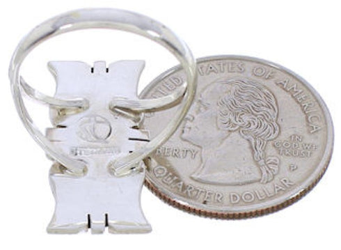 Genuine Sterling Silver Multicolor Inlay Ring Size 6-1/4 WX41363